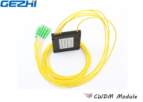 Kuning 1x4 CWDM Mux Demux ABS Tipe Panjang Gelombang 1270 - 1610nm Untuk Pemantauan Jalur