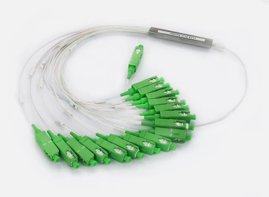 Beli 1x2 PLC SC/APC Fiber Optic Splitter FTTH SM 0.9mm G657A1 1m Fiber Optic PLC Splitter online manufacture