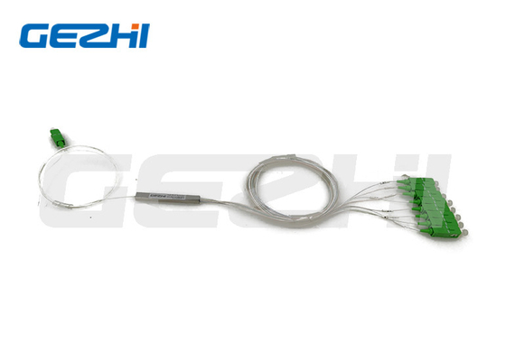 1X8 Serat Optik PLC Splitter Stainless Steel Tube Dengan Konektor SC