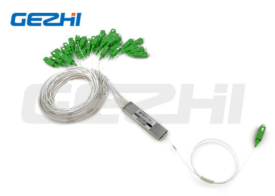 SC APC 1x32 Optical PLC Splitter Steel Tube Type dengan Serat G657A1 untuk Aplikasi FTTH