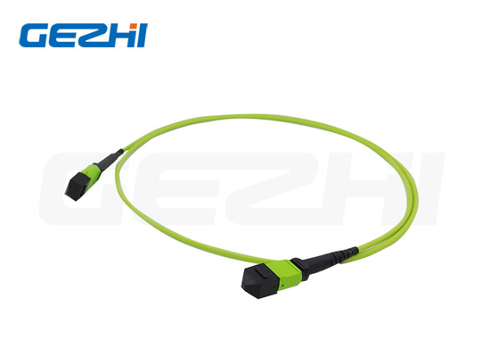 Low Insertion Loss 100GbE MPO/MTP Fiber Optic Patch Cord Untuk FTTX Panjang Disesuaikan