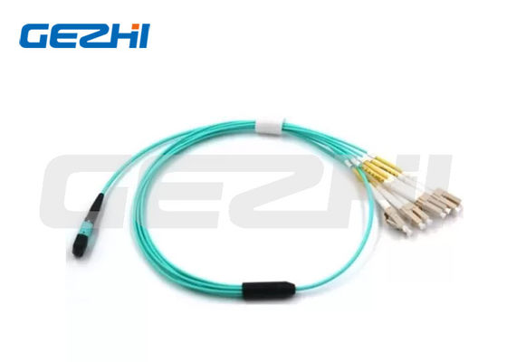 2M Fiber Optic MPO 8 Core OM3 MM Patch Cord Fanout LSZH 1310nm Uji Panjang Gelombang