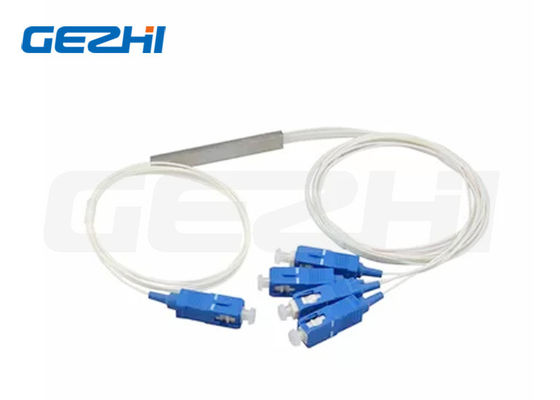 1x4 SC UPC PLC Splitter dengan Serat G657A1 dan Diameter Kabel 0,9mm untuk Aplikasi FTTH