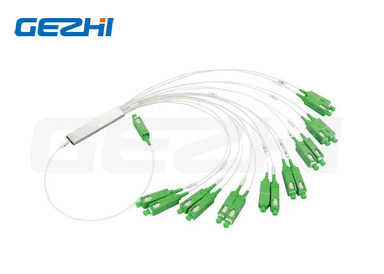 1x16 SC Konektor Hijau Rugi Sisipan Rendah 0.9mm Mini Tube PLC Splitter untuk Sistem FTTH dan PON