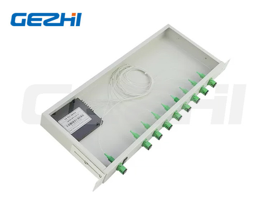 1x2 1x64 1x8 PLC Splitter 1x32 Fiber Splitter Tipe Pemasangan Rak 1U 19 Inci