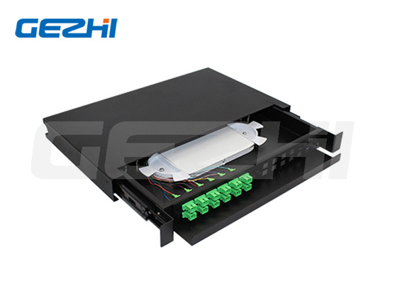 LCUPC SCUPC 1U ODF Optical Distribution Frame Slide 24 Core Fiber Optic Box yang dapat dicabut