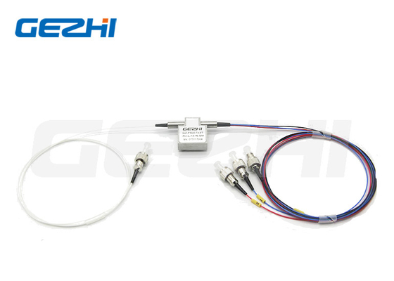 Mengunci 5V 850nm Multimode1x3 Type T-Mekanis Optical Switch dengan FC/APC