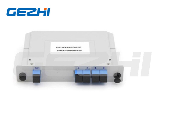 SC/UPC 1*4 Insert Type Fiber Optic PLC Splitter dengan rentang panjang gelombang operasi 1260 ∼ 1650 Return Loss 55